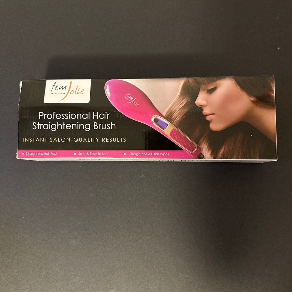 FemJolie Professional Hair Straightening Brush Styling Tool Glove & Velvet Pouch